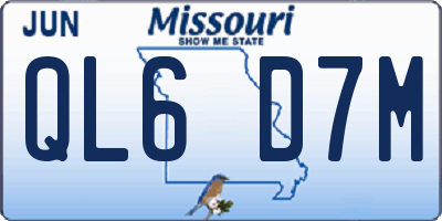 MO license plate QL6D7M