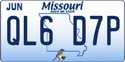 MO license plate QL6D7P
