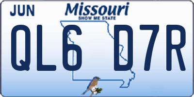 MO license plate QL6D7R