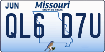 MO license plate QL6D7U