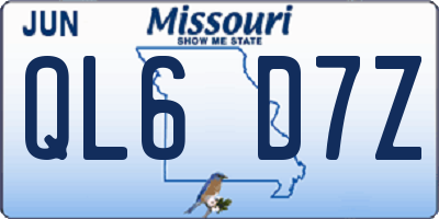 MO license plate QL6D7Z