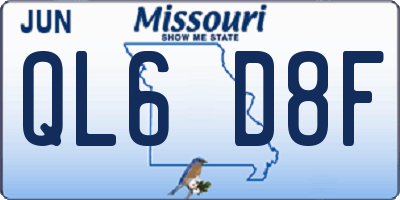 MO license plate QL6D8F