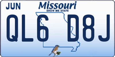 MO license plate QL6D8J