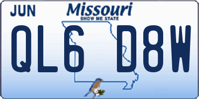 MO license plate QL6D8W