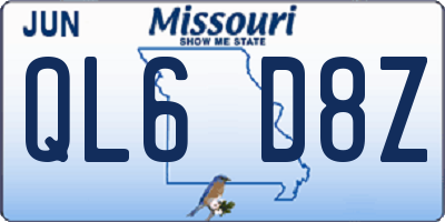 MO license plate QL6D8Z