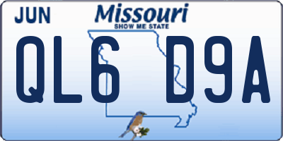 MO license plate QL6D9A