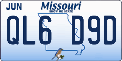 MO license plate QL6D9D