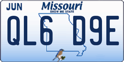 MO license plate QL6D9E
