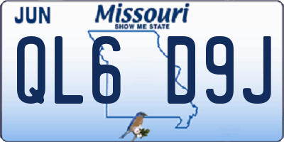 MO license plate QL6D9J