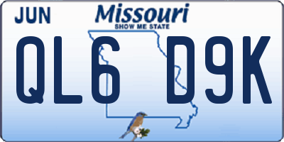 MO license plate QL6D9K