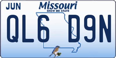 MO license plate QL6D9N