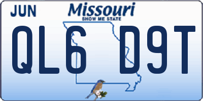 MO license plate QL6D9T
