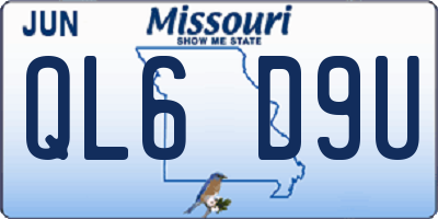 MO license plate QL6D9U