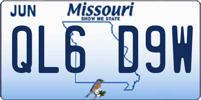 MO license plate QL6D9W