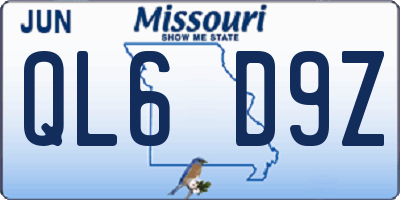 MO license plate QL6D9Z