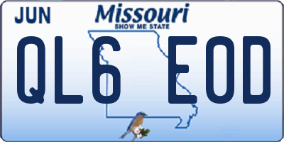MO license plate QL6E0D