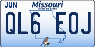 MO license plate QL6E0J