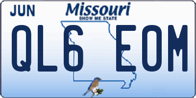 MO license plate QL6E0M