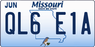 MO license plate QL6E1A