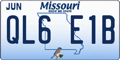 MO license plate QL6E1B