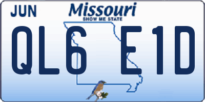 MO license plate QL6E1D