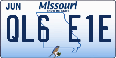 MO license plate QL6E1E