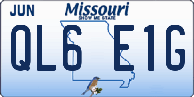 MO license plate QL6E1G
