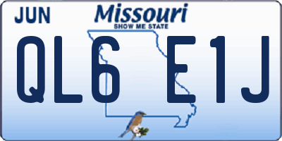 MO license plate QL6E1J