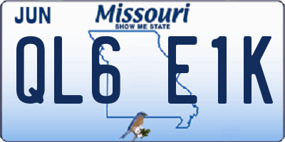 MO license plate QL6E1K