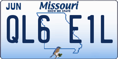 MO license plate QL6E1L
