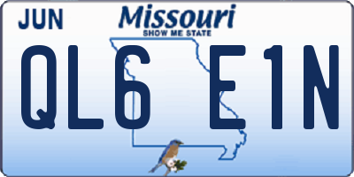 MO license plate QL6E1N