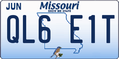 MO license plate QL6E1T