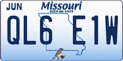 MO license plate QL6E1W