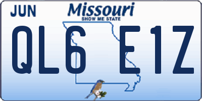 MO license plate QL6E1Z