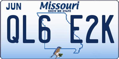 MO license plate QL6E2K