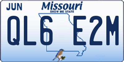 MO license plate QL6E2M