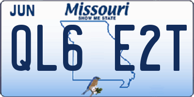 MO license plate QL6E2T