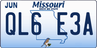 MO license plate QL6E3A