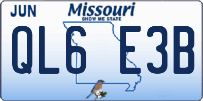 MO license plate QL6E3B