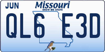 MO license plate QL6E3D