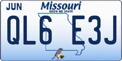 MO license plate QL6E3J