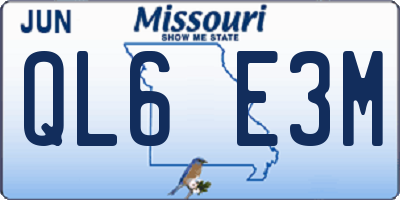 MO license plate QL6E3M