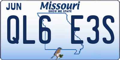 MO license plate QL6E3S