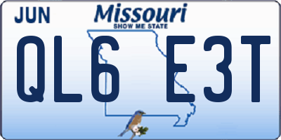 MO license plate QL6E3T