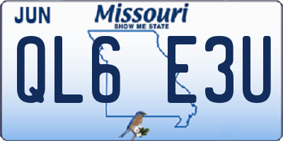 MO license plate QL6E3U