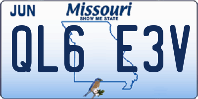 MO license plate QL6E3V