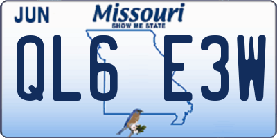 MO license plate QL6E3W