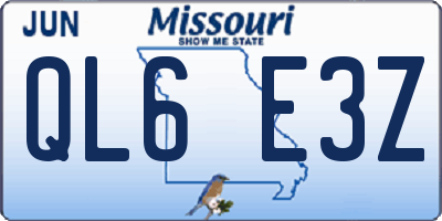 MO license plate QL6E3Z