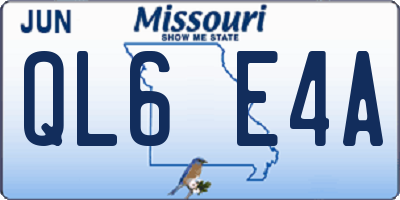 MO license plate QL6E4A