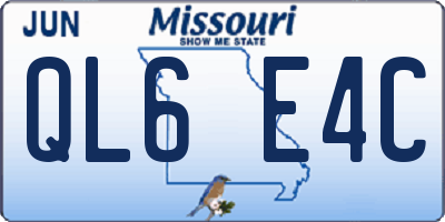 MO license plate QL6E4C